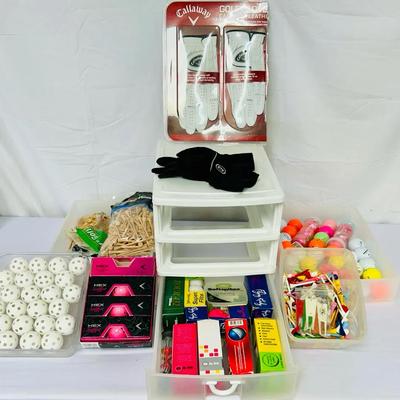 Comprehensive Golf Accessory Lot – Balls, Tees, Gloves, and Training Aid
