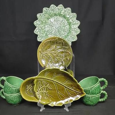 Vintage Leaf Motif Ceramic Dinnerware & Serveware Collection