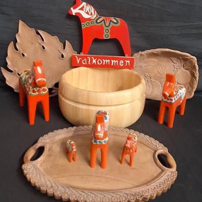 Vintage Nil Olsson Hemslojd AB Hand Carved Dala Horse Figurines And More