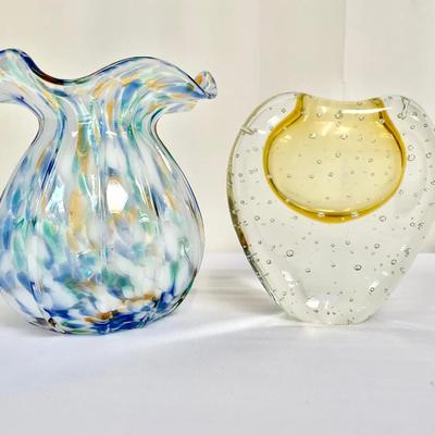 Murano-Inspired Ribbed Confetti Glass Vase And Cases Heart Bubble Vase 