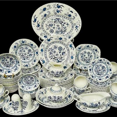 94-pc Set Johnson Brothers “Nordic” Blue & White Dinnerware