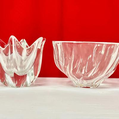 (2) Orrefors Sweden Crystal Olle Alberius Bowl And Belle Tulip Bowl