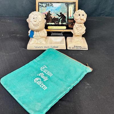 1970s R & W Berries Figures, Vintage Advertising Silhouette Thermometer & More