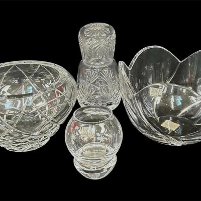 Mikasa Serving Bowls& Votive Holder, Crystal Bedside Water Carafe w/Glass