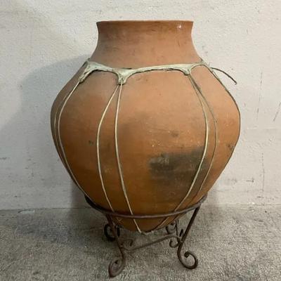 Large Tarahumara Style Water Jug W/ Stand