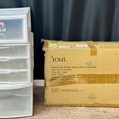 NIB Heavy Duty Transfer Bench + Several Sterilite Drawer Storage Boxes! 