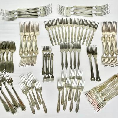 (10 Sets) Flatware In Stainless Steel And Silver Plate Feat. Pastry Forks 