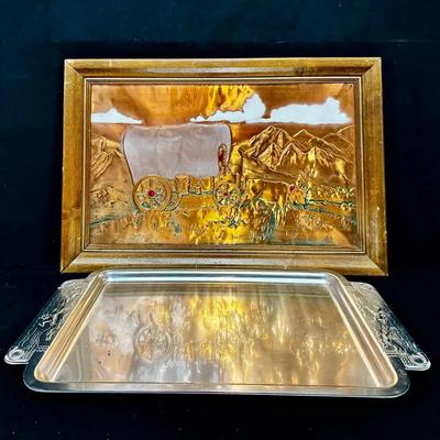 Framed Copper Relief & Kensington Fox Hunt Tray! 