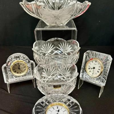NORITAKE, MIKASA Crystal Center Pieces & Crystal Desk Clocks 