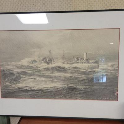 Sale Photo Thumbnail #16: C.G. Evers pencil , framed. 32" X 22".  $125