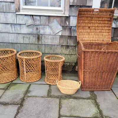 Sale Photo Thumbnail #17: Many, many wicker pieces at this estate. The taller one is 38" tall.