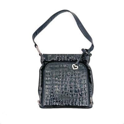 Sale Photo Thumbnail #215: Brighton Black Croco Patent Leather Crossbody Shoulder Bag