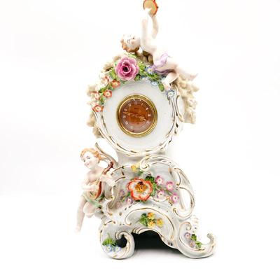 Sale Photo Thumbnail #7: Von Schierholz Dresden Kaiser Porcelain Mantel Clock