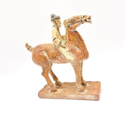 Sale Photo Thumbnail #211: Tang Dynasty Style Painted Pottery Equestrian Figure
