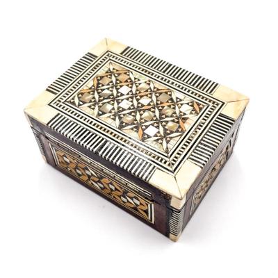 Sale Photo Thumbnail #146: Vintage Egyptian Wooden Jewelry Box w/ Mother-of-Pearl Inlay