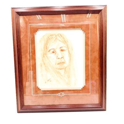 Sale Photo Thumbnail #256: Framed Portrait of Woman by E. Ozawa (1996) – Original Signed Work