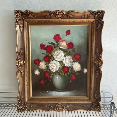 Sale Photo Thumbnail #95: Original Framed Floral Still Life Oil Painting by Allen