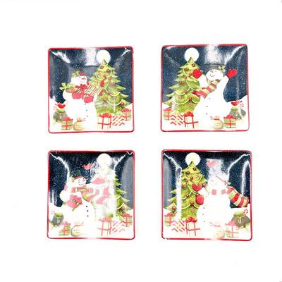 Sale Photo Thumbnail #219: Benevolence Hand-Painted Christmas Canapé Plate Set – Set of 4