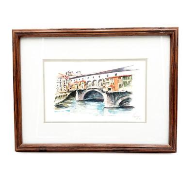 Sale Photo Thumbnail #223: Framed Ponte Vecchio Watercolor Print by Maury