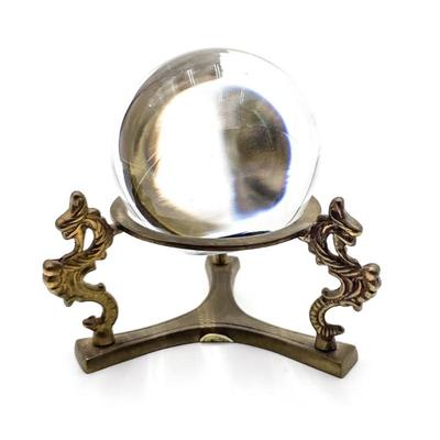 Sale Photo Thumbnail #118: Vintage Brass Dragon Crystal Ball Holder w/ Sphere