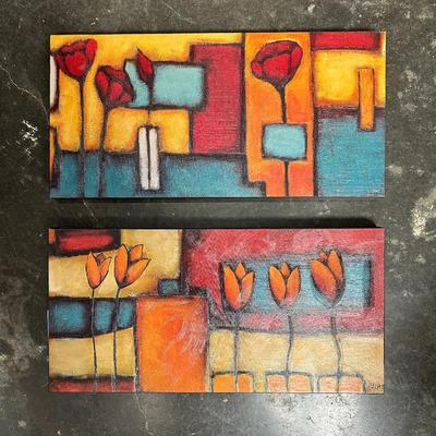 Sale Photo Thumbnail #225: Set of 2 Floral Abstract Art Prints by H. Alves – "Floral Abstract I & II"