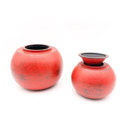Sale Photo Thumbnail #217: Pair of Red Textured Decorative Vessels