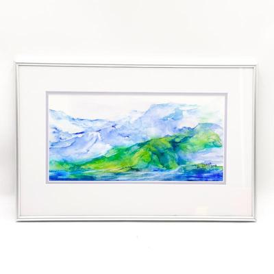 Sale Photo Thumbnail #285: Original Framed Watercolor Landscape by E. Ozawa – Signed 2003