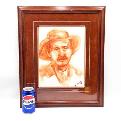 Sale Photo Thumbnail #284: Original Framed Watercolor Portrait by E. Ozawa – Signed 1996