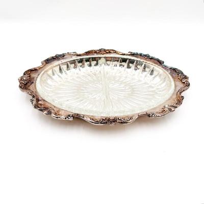 Sale Photo Thumbnail #222: Wallace Royal Rose Silverplate Relish Dish w/ Glass Liner