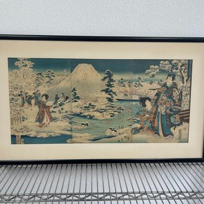Sale Photo Thumbnail #85: "Prince Genji and Mt. Fuji" Print Reproduction by Utagawa Hiroshige II