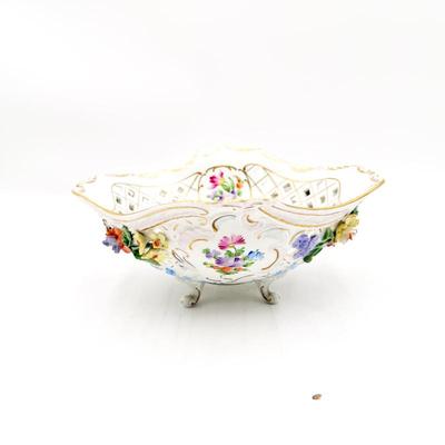 Sale Photo Thumbnail #228: Carl Thieme Dresden Reticulated Porcelain Compote