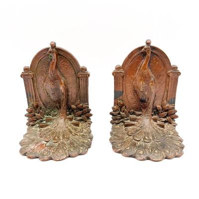 Sale Photo Thumbnail #8: 1930s Art Deco Weidlich Brothers Bronze Peacock Bookends