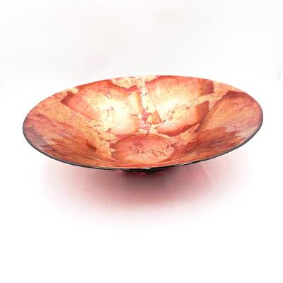 Sale Photo Thumbnail #221: Large Burnt Umber & Gold Decorative Glass Bowl