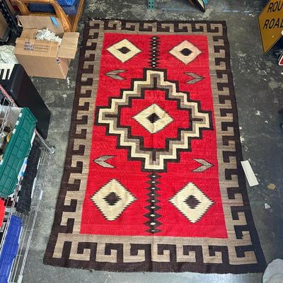 Sale Photo Thumbnail #241: Vintage Navajo Rug – Geometric Red Pattern