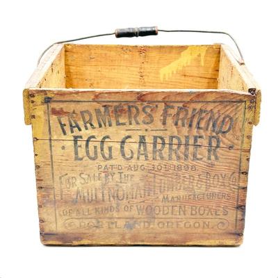 Sale Photo Thumbnail #249: Antique 1898 “Farmer’s Friend” Wooden Egg Carrier Crate