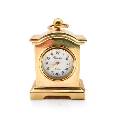 Sale Photo Thumbnail #120: Vintage Essence Gold Tone Brass Miniature Quartz Clock