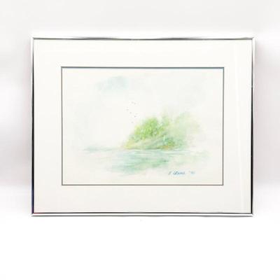 Sale Photo Thumbnail #279: E. Ozawa Original Watercolor – Tranquil Landscape (1993)