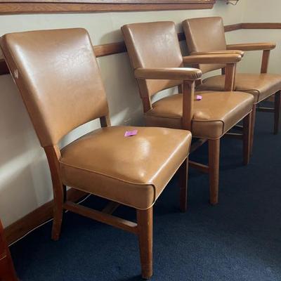 Sale Photo Thumbnail #17: Pleather Antique Chairs, Set of 3 19x22x35 (2 each). 19x20x35 (1each)