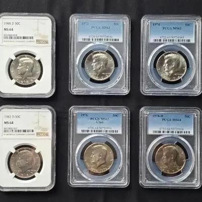 10 NGC & PCGS Graded Kennedy Halves 