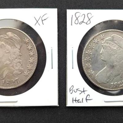 1827 & 1828 Bust Half Dollars