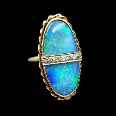 NAGL 14K Yellow Gold Opal & Diamond Ring - #1099378