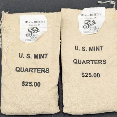 2 Sealed Mint Bags of Quarters (2000-P, 2000-D)