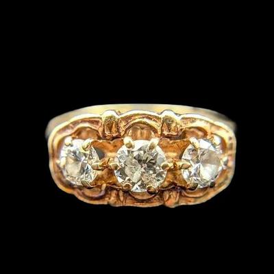 NAGL 14K Yellow Diamond Ring, 3 Stones, #3424