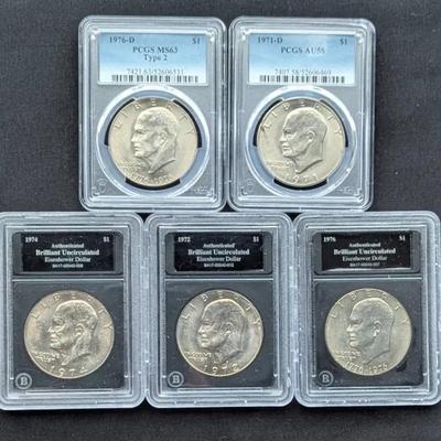 5 Graded Ike Dollars (PCGS & Others)