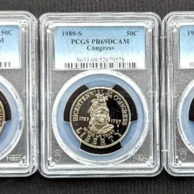 3 PCGS Graded 50 Cent Commemoratives 1989-S, 1986-S, 1995-S