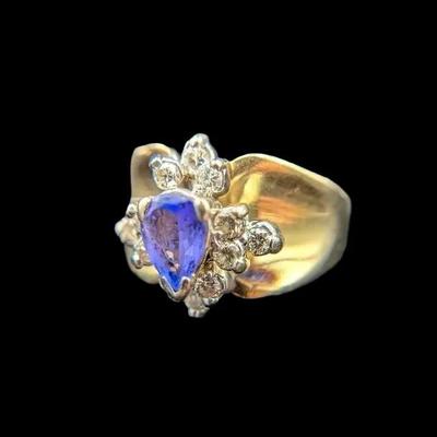 NAGL 14K Yellow Tanzanite & Diamond Ring, #4671