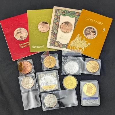 15 Misc Tokens, Replica Coins, Christmas Greeting Card Coins