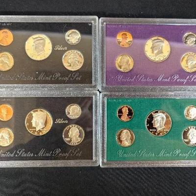 1993 Silver & Clad Proof Sets & 1995 Silver & Clad Proof Sets (4 sets total)