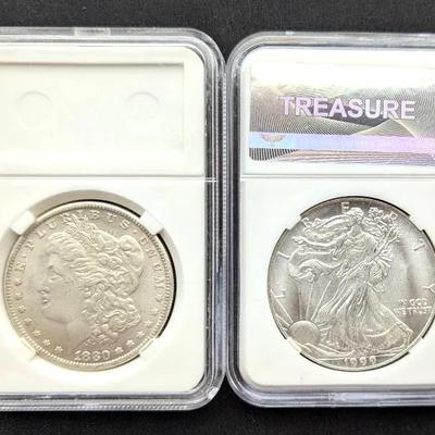 1999 Silver Eagle & 1880 Silver Dollar