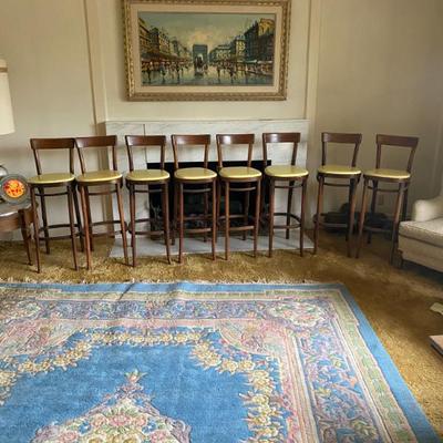 Vintage High-End Thonet Bent Wood Bar Stools. 